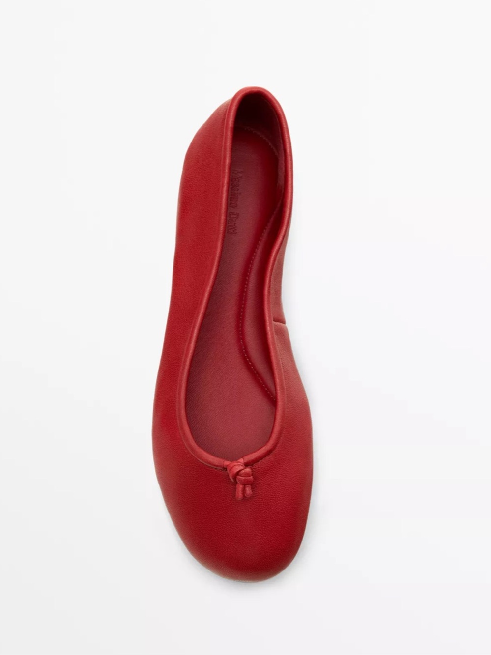 Massimo Dutti NWT red leather ballet flats with knot 1561/750, size 40/US9 - Picture 4 of 10